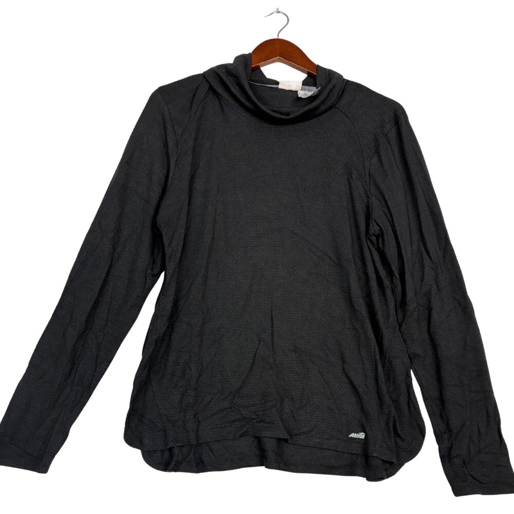 Avia Womens Active Top XXL Black Cowl Neck Long Sleeve Athletic Running Pullover